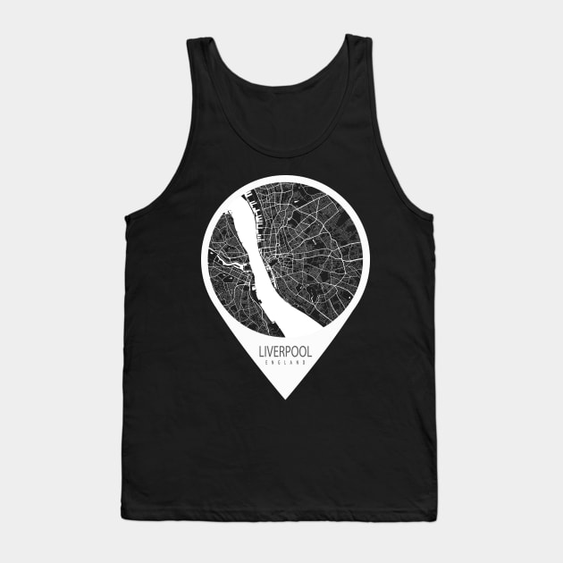 Liverpool, England City Map - Travel Pin Tank Top by deMAP Studio